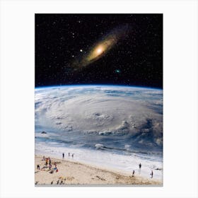 Space Beach Galaxy Earth View Canvas Print