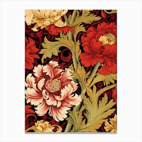 Red And Gold Peonies Canvas Print