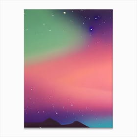 Galaxy Mountains Sky Night Aurora Borealis Canvas Print