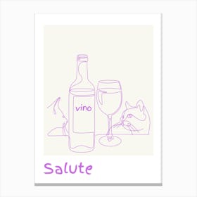 Salute Wine Poster Purple Canvas Print