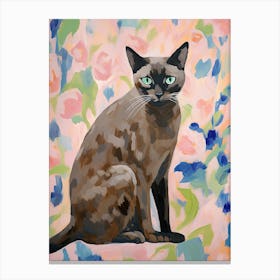 A Burmese Cat Painting, Impressionist Painting 3 Canvas Print