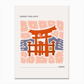 Grand Torii Gate   Japan, Warm Colours Illustration Travel Poster 2 Canvas Print