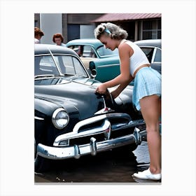 50's Era Community Car Wash Reimagined - Hall-O-Gram Creations 23 Canvas Print