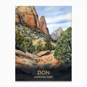 Zion National Park Vintage Travel Poster 2 Canvas Print