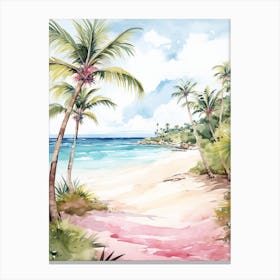 Watercolor Painting Of Grace Bay Beach, Turks And Caicos 2 Canvas Print