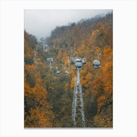 Cable Car, Autumn, Forest, Oil Painting Canvas Print