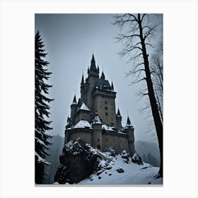 Spooky Castle In The Mountains Canvas Print