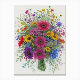 Daisies In A Vase Canvas Print