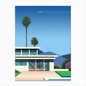 Florida, USA. Villa with pool — City Pop art, retrowave/vaporwave poster, 80s, aesthetic poster Canvas Print