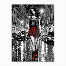 Girl In Red Skirt Canvas Print