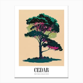 Cedar Tree Colourful Illustration 4 Poster Canvas Print