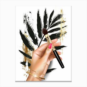 Hand Holding A Makeup Brush Canvas Print
