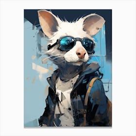 Graffiti Illustration Of A Cute White Possum 2 Canvas Print