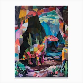 Colourful Dinosaur In A Crystal Cave 3 Canvas Print