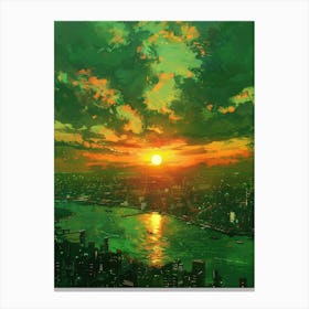 Sunset Over A City 3 Canvas Print