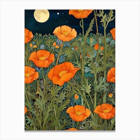 William Morris Poppies At Night Canvas Print