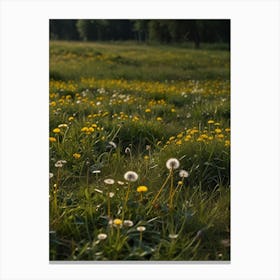 Dandelions In The Meadow Canvas Print