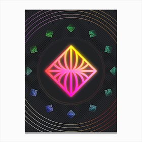 Neon Geometric Glyph in Pink and Yellow Circle Array on Black n.0053 Canvas Print