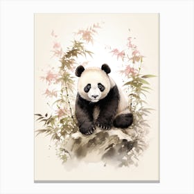 Panda Art In Chinese Brush Painting Style 3 Canvas Print