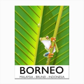 Borneo Malaysia Brunei Tree frog travel poster Canvas Print