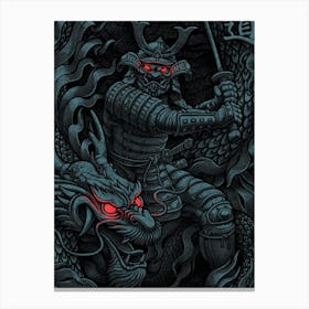 Darkness Dragon Japan Samurai Stampe su tela