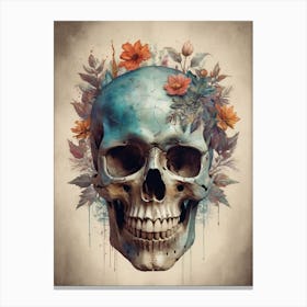 Floral Skull Vintage Painting (38) Canvas Print
