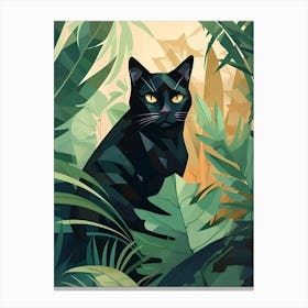 Black Cat In The Jungle Canvas Print