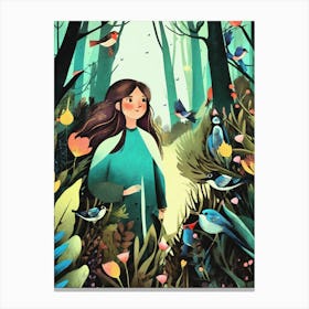 Luxmango Fresco Artstyle Woman In Forest Canvas Print