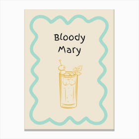 Bloody Mary Doodle Poster Teal & Orange Canvas Print