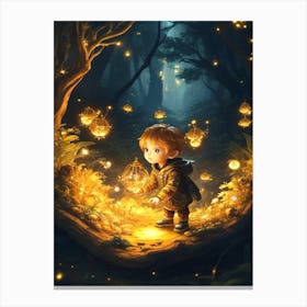 Little Boy In The Forest Canvas Print