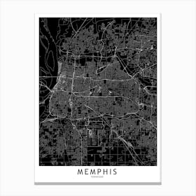 Memphis Black And White Map Canvas Print