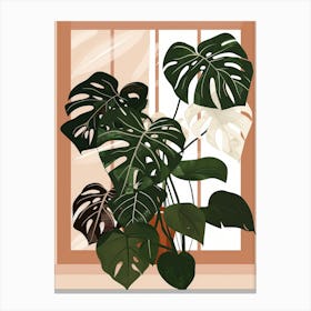 Monstera Plant In The Window Canvas Print