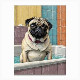 Pug In The Tub Canvas Print