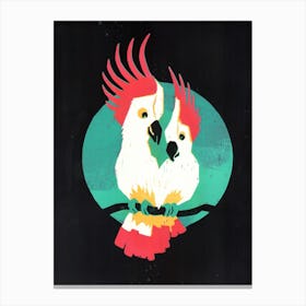 Two Cockatoos In Love Black Canvas Print