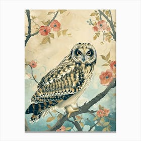 Short Eared Owl Japanese Painting 1 Canvas Print