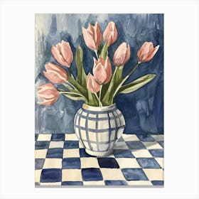 Pink Tulips In A Vase 1 Canvas Print