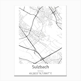 Sulzbach,Germany Minimalist Map Canvas Print