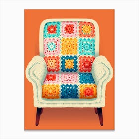 Vintage Crochet Chair Illustration 4 Canvas Print