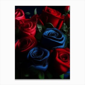 Red And Blue Roses Canvas Print