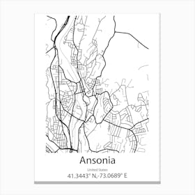 Ansonia,United States Minimalist Map Canvas Print