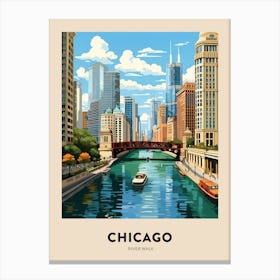 River Walk 7 Chicago Travel Poster Canvas Print