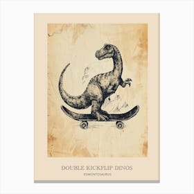 Edmontosaurus Vintage Dinosaur Poster 1 Canvas Print