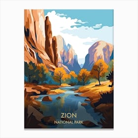 Zion National Park Travel Poster Illustration Style 3 Canvas Print