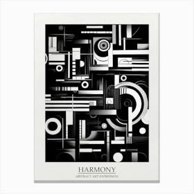 Harmony Abstract Black And White 6 Poster Canvas Print