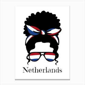 Cute Women Style Wearing Netherlands Flag Glasses Canvas Print