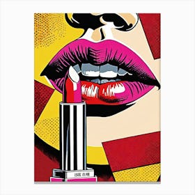 Glamorous Lipstick Pop Art: A Bold Splash of Color and Style Canvas Print