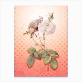 Damask Rose Vintage Botanical in Peach Fuzz Polka Dot Pattern n.0075 Canvas Print