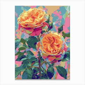English Roses Painting Tribal Style 1 Canvas Print