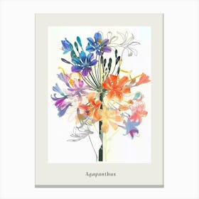 Agapanthus Collage Flower Bouquet Poster Canvas Print