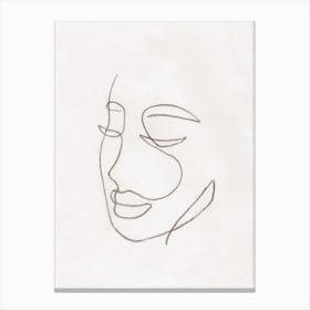 Line art Woman'S Face Canvas Print